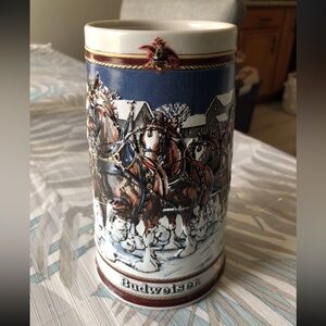 Budweiser 1989 Clydesdale Holiday Stein - Collectors Series